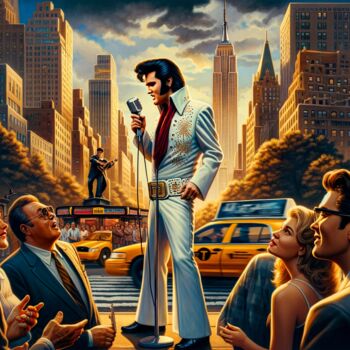 Arte digital titulada "Elvis Canta en las…" por Juan Carlos Pascual, Obra de arte original, Pintura Digital
