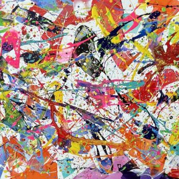 Malarstwo zatytułowany „Splash of Colors” autorstwa Juan José Garay, Oryginalna praca, Akryl Zamontowany na Drewniana rama n…