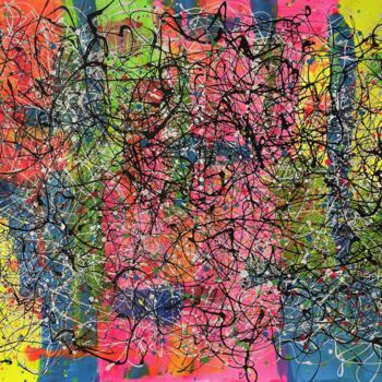Pintura intitulada "Kaleidoscopic Harmo…" por Juan José Garay, Obras de arte originais, Tinta de esmalte Montado em Outro pa…