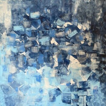 Painting titled "Abstraction in Blue…" by Juan José Garay, Original Artwork, Acrylic Mounted on Wood Stretcher frame