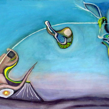 Schilderij getiteld "VUELO" door Juan Luis Gandulfo, Origineel Kunstwerk, Acryl Gemonteerd op Frame voor houten brancard