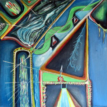 Malarstwo zatytułowany „Porte à l'infini” autorstwa Juan Luis Gandulfo, Oryginalna praca, Akryl Zamontowany na Drewniana ram…
