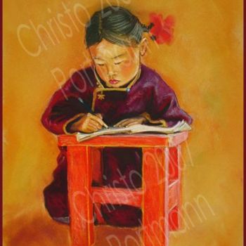 Disegno intitolato "china girl" da Christo, Opera d'arte originale