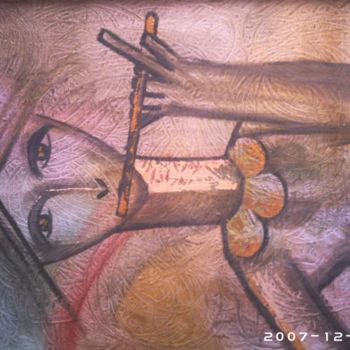 Pittura intitolato "aureliano con flauta" da Juan Carlos Ibañez Torres, Opera d'arte originale