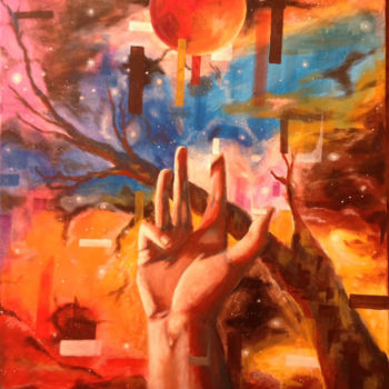 Malerei mit dem Titel "Lanzando el cielo" von Juanjo Vergara, Original-Kunstwerk, Acryl