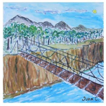 Pintura intitulada "Puente sobre río" por Juan Carlos Beneyto, Obras de arte originais, Óleo