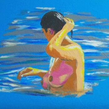 Pintura titulada "Mujer bañandose" por Nilan, Obra de arte original