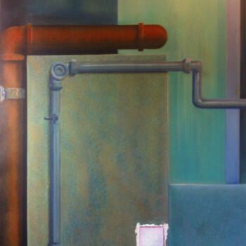 Painting titled "Rusted pipes and pl…" by Juan Manuel Alvarez-Ossa, Original Artwork, Acrylic