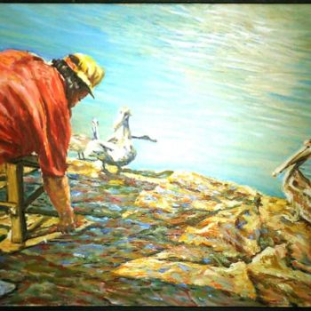 Malarstwo zatytułowany „Pescador y los Buch…” autorstwa Juan Morillo, Oryginalna praca