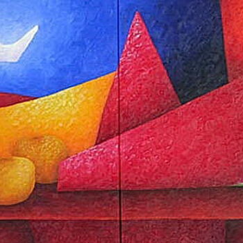 Painting titled "luna IV" by Juan Sacristan, Original Artwork, Oil