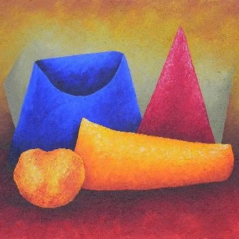 Malerei mit dem Titel "luna con frutas I" von Juan Sacristan, Original-Kunstwerk, Öl