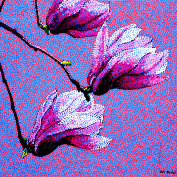Painting titled "magnolia liliflora…" by Juchul Kim, Original Artwork, Oil