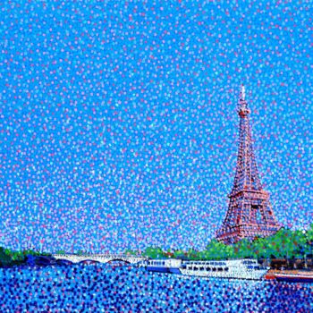 Peinture intitulée "Eiffeltower and the…" par Juchul Kim, Œuvre d'art originale, Huile