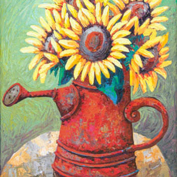 Картина под названием "Sunflowers" - Jude Kasagga, Подлинное произведение искусства, Акрил