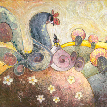 Malerei mit dem Titel "Lover’s garden" von Jude Kasagga, Original-Kunstwerk, Acryl