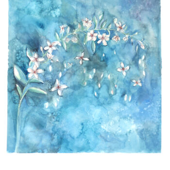 Schilderij getiteld "Aquarell Apfelblüten" door Judit Fortelny, Origineel Kunstwerk, Aquarel