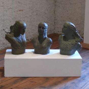 Sculpture titled "Trois Muses" by Judith Franken, Original Artwork, Terra cotta