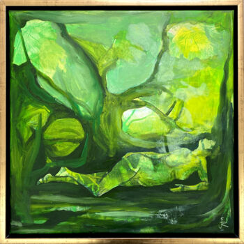 Картина под названием "Baumgeflüster" - Judith Riemer, Подлинное произведение искусства, Масло Установлен на Деревянная рама…