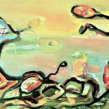 Malerei mit dem Titel "Soft Summer Eve" von Judith Riemer, Original-Kunstwerk, Öl Auf Keilrahmen aus Holz montiert