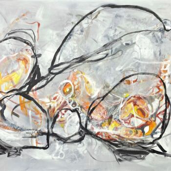 Malerei mit dem Titel "What flows, grows" von Judith Riemer, Original-Kunstwerk, Acryl Auf Keilrahmen aus Holz montiert