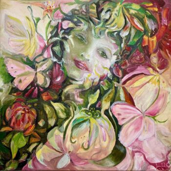 Картина под названием "Schmetterlingsherz…" - Judith Riemer, Подлинное произведение искусства, Масло Установлен на Деревянна…