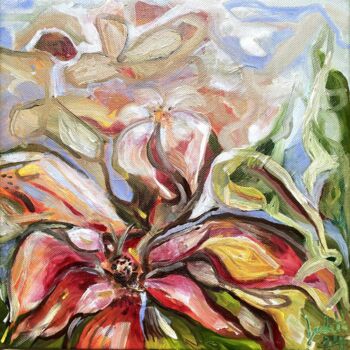 Schilderij getiteld "Mille Fleurs 1" door Judith Riemer, Origineel Kunstwerk, Olie