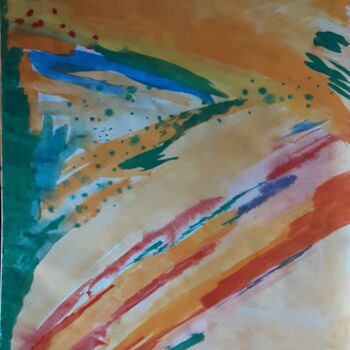 Painting titled "Lines And Dots" by Judith Simonis, Original Artwork, Watercolor