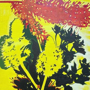 Pintura intitulada "Cactus flowers in F…" por Judith T.Irwin, Obras de arte originais, Acrílico