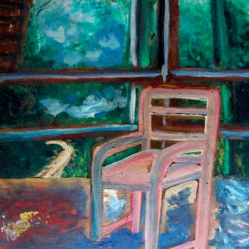 Peinture intitulée "Cadeira na varanda" par Judjesus, Œuvre d'art originale, Huile