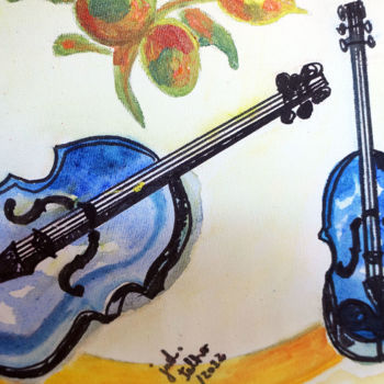 Painting titled "Duo de Violinos Orq…" by Judjesus, Original Artwork, Acrylic