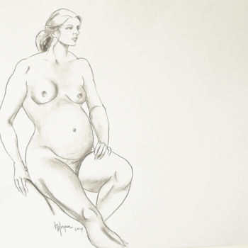 图画 标题为“pregnant” 由Judy Morgan, 原创艺术品, 木炭