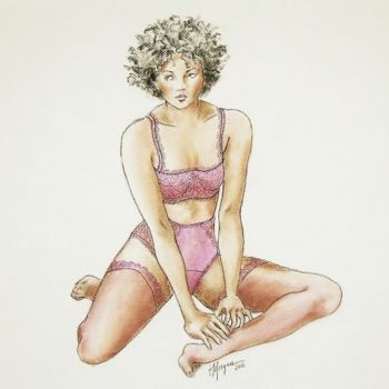 Рисунок под названием "Sweet & Sexy" - Judy Morgan, Подлинное произведение искусства, Древесный уголь