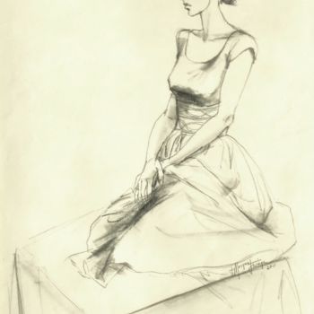 Drawing titled "Ready" by Judy Morgan, Original Artwork, Charcoal