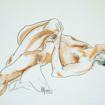 Desenho intitulada "Masculine movement" por Judy Morgan, Obras de arte originais, Carvão