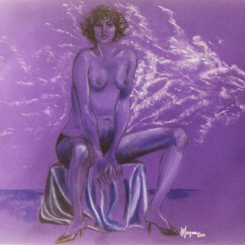 Drawing titled "Purple Rain" by Judy Morgan, Original Artwork, Charcoal