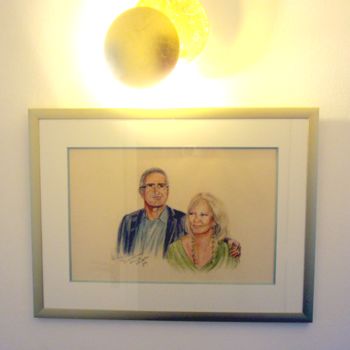 Drawing titled "Marie & Jeff framed" by Judy Morgan, Original Artwork