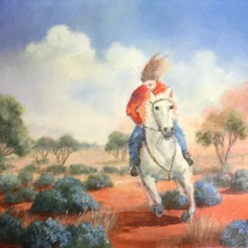 Painting titled "Dust On Their Heels" by Judy Pickering, Original Artwork, Oil