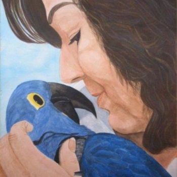 Painting titled "For Love of a Parrot" by Judy Leach, Original Artwork, Oil