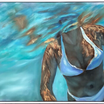 Painting titled "White Bikini" by Judy Rioux, Original Artwork, Oil