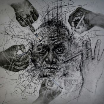 Drawing titled "Bit by bit" by Juelz Tintin, Original Artwork, Charcoal