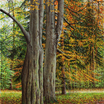 Malerei mit dem Titel ""Herbstlicher Park"" von Jura, Original-Kunstwerk, Öl