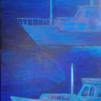 Schilderij getiteld "The Battleship Game" door Julia Naurzalijeva, Origineel Kunstwerk, Acryl