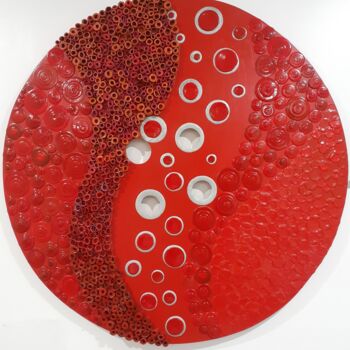 Escultura intitulada "Pours Button" por Julee Latimer, Obras de arte originais, Acrílico