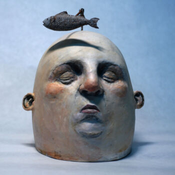 Sculpture intitulée ""le penseur"" par Jules Bonnot, Œuvre d'art originale, Papier mâché