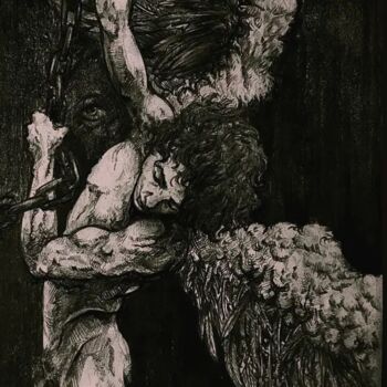Disegno intitolato "Fallen Angel" da Jules Berthomier-Charles, Opera d'arte originale, Matita