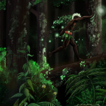 Arte digitale intitolato "Esprit de la Forêt" da Jules Berthomier-Charles, Opera d'arte originale, Pittura digitale