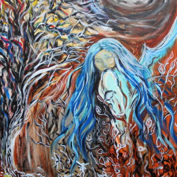 Painting titled "Vollmond" by Julianna Dávid, Original Artwork, Acrylic