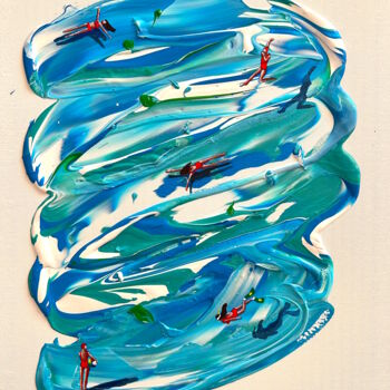 Painting titled "Swimming Lovers." by Juli Lampe, Original Artwork, Oil