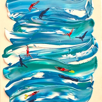 Ζωγραφική με τίτλο "Love Swimming." από Juli Lampe, Αυθεντικά έργα τέχνης, Ακρυλικό