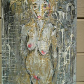 Malerei mit dem Titel "Woman w/pink" von Juli Southmayd, Original-Kunstwerk